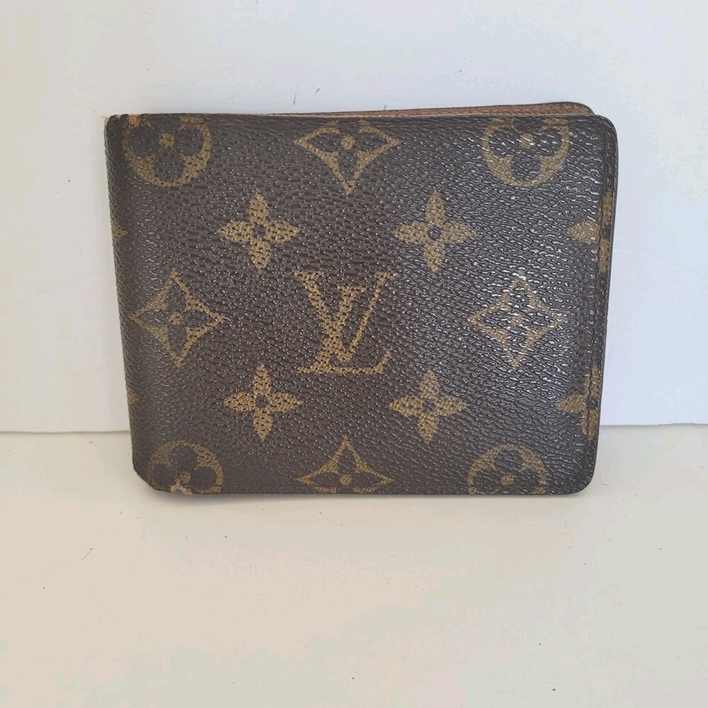 Vintage Louis Vuitton‎ Men's LV Brown Bi-Fold Leather Wallet Monogram Card Bill